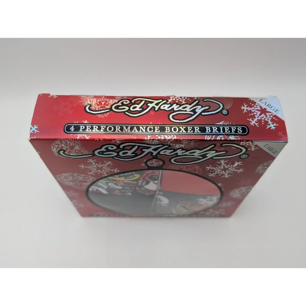 ED HARDY Men's Large‎ Performance Boxer Briefs 4 Pack Assorted Multicolor Prints